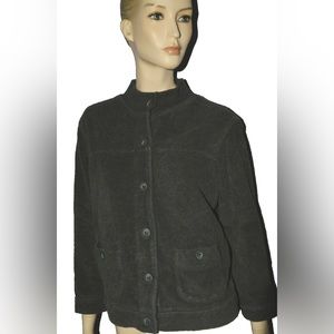 COLUMBIA VERTEX WOMENS SZ L LARGE GRAY TERRY CLOTH BUTTON UP JACKET TOP